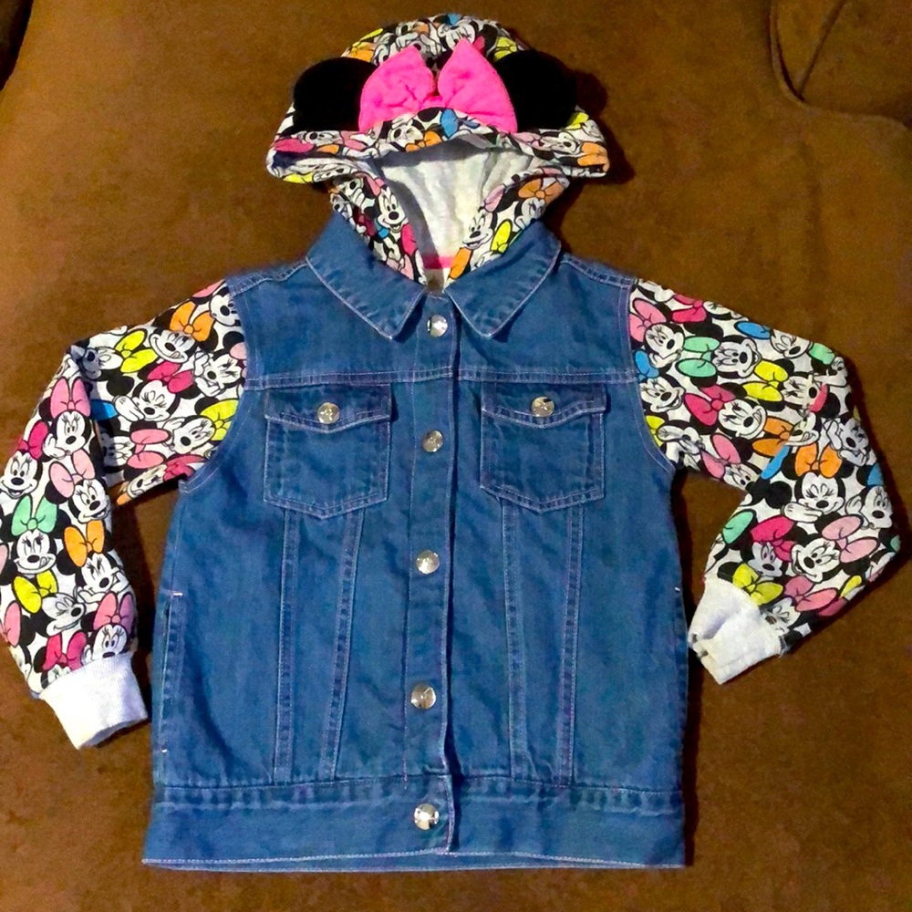 Disney Tokyo Minnie Mouse Hooded Sweatshirt Jean Jacket Girl’s Size 5/6